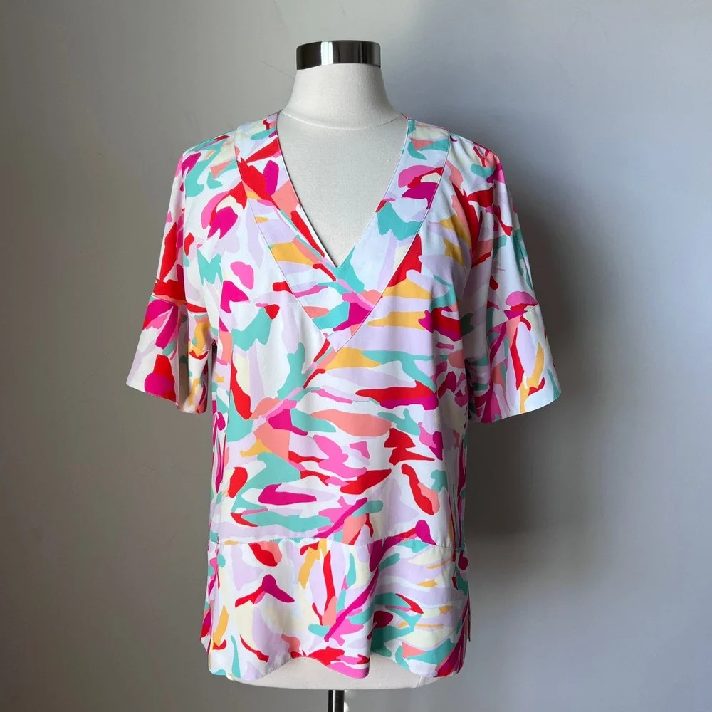 CROSBY by Mollie Burch Shine Your Bright V Neck Kimono Sleeve Top Women's Medium